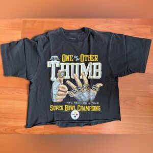 Vintage Cropped Pittsburgh Steelers Super Bowl Ring Reebok T-Shirt - Size Small